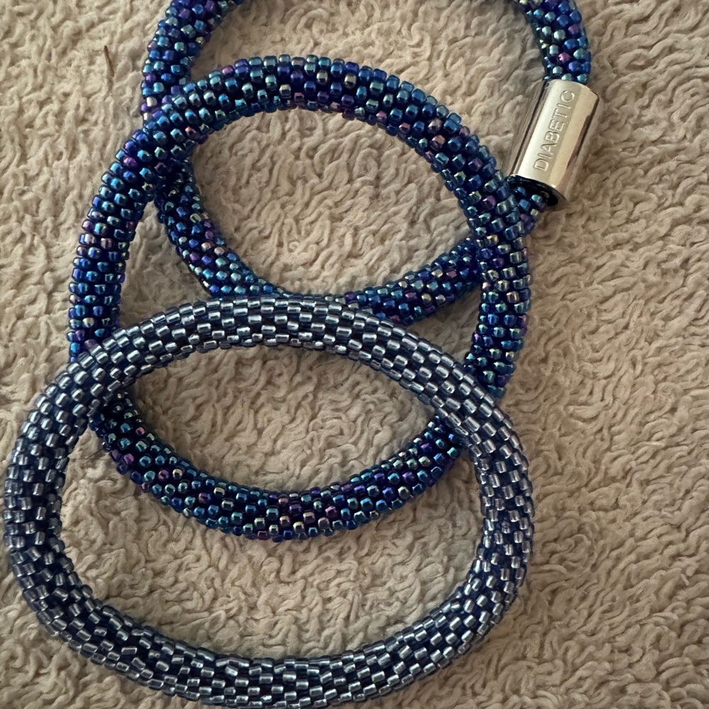 Blue and Silver Beaded Bracelets